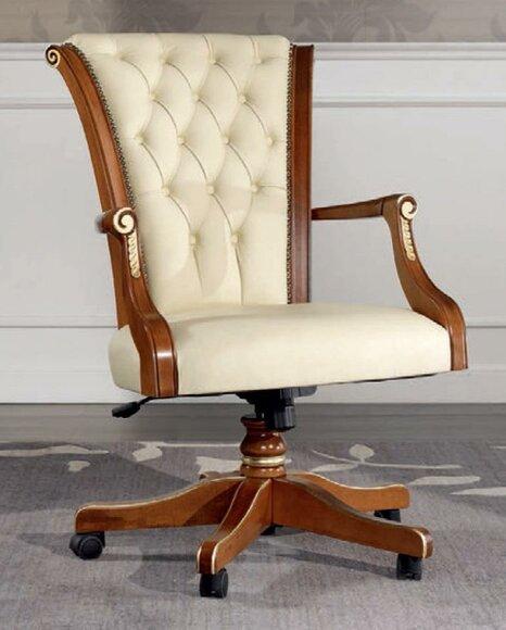 Bürostuhl Holz Chefsessel Chesterfield italienische Möbel Drehstuhl Sofort