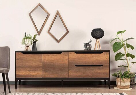 Esszimmer Anrichte mit 2x Spiegel Einrichtung Modern Holzmöbel Garnitur Gruppe