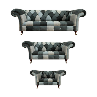 Polstermöbel Mehrfarbig Sofa Set 3tlg Wohnzimmer Einrichtung Sitz Chesterfield