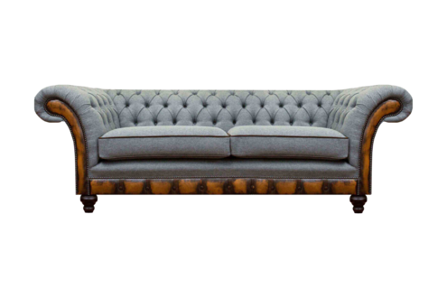Graue Chesterfield Wohnzimmer Couch Zweisitzer Sofa Moderne Stoffsofas