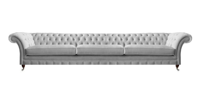 Stilvoller Weißer Chesterfield Dreisitzer Designer Möbel Textilcouchen