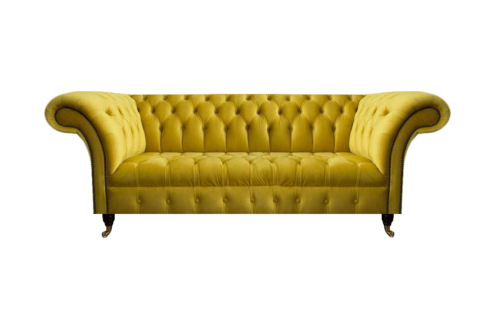 Gelbe Chesterfield Textilcouch Edler Textil 3-Sitzer Wohnzimmer Möbel