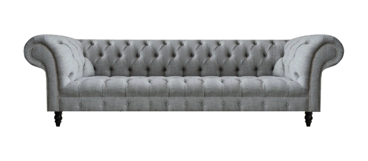 Chesterfield Sofa Viersitzer Couch Grau Möbel Wohnzimmer Luxuriöse Design