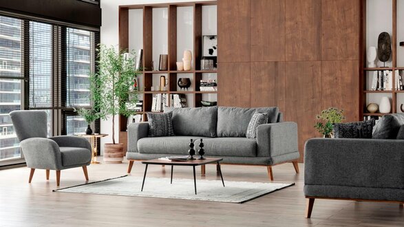 Bequeme 3+3 Sofagarnitur Stilvolles Design Polstergarnitur Wohnlandschaft