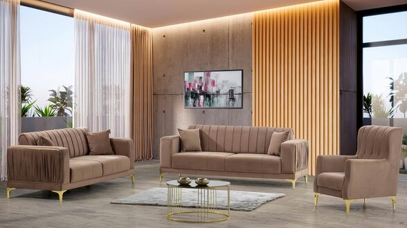 Sofa 3-Sitzer Wohnzimmer 3tlg Couch Komplettsofa Lounge-Garnitur Relaxgarnitur