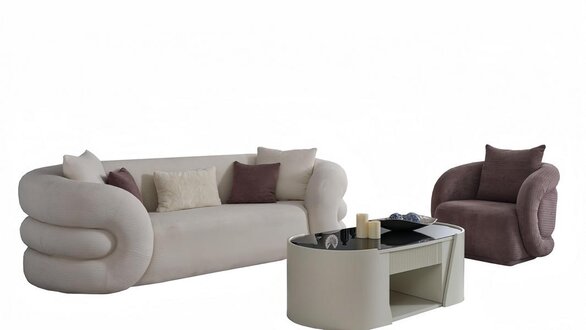 Luxus Couchgarnitur Sofa 3 sitzer Sessel Dreier Couch Weiß Graurosa