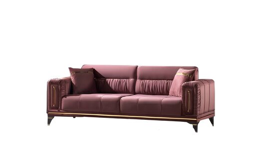 Dreisatzsofa Wohnzimmer 3-Sitzer Sofa Polster Möbel Stoff Rosa Modern Couch