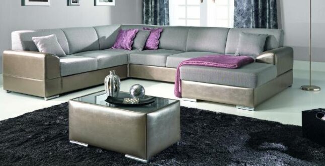 ECKSOFA TEXTIL POLSTER STOFFSOFA MIT BETTFUNKTION OSLO FDFH