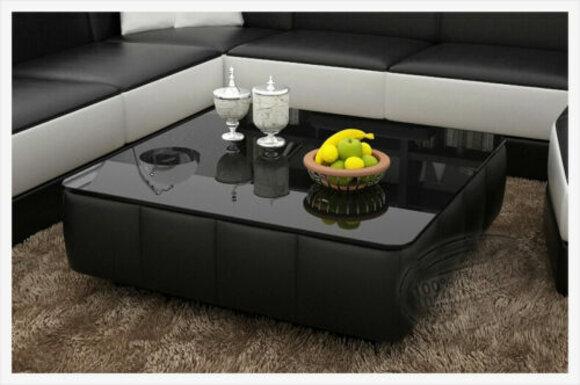 Design Glastisch Leder Couch Tisch Tische Glas Sofa Wohnzimmertisch Sofort