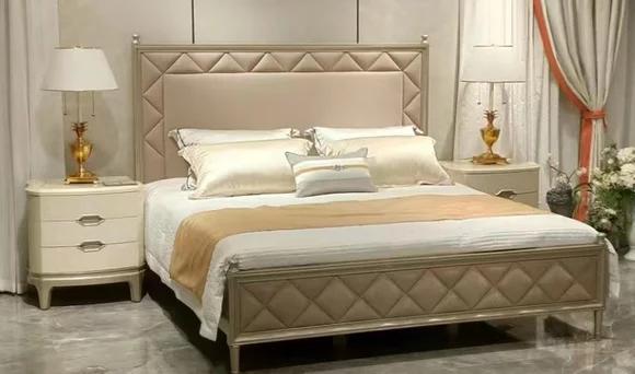 Schlafzimmer Bett Polster Design Möbel Luxus Doppel Beige Betten Leder Sofort