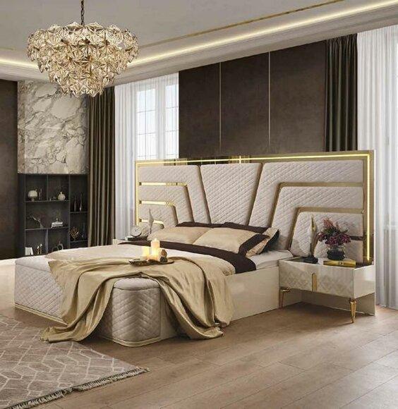 Beleuchtetes Bett Design Doppelbett Luxus Betten Polster Schlafzimmer Sofort