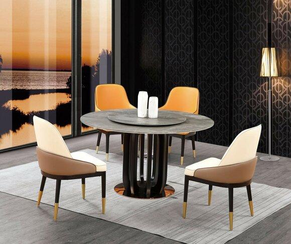 Runder Tisch Luxus Rund Tische Esszimmer Möbel Säulen Fuß Stein Optik Sofort