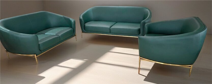 Grüne Sofagarnitur 3+2+1 Couchen Polster Möbel Dreisitzer Set 3tlg Sofort