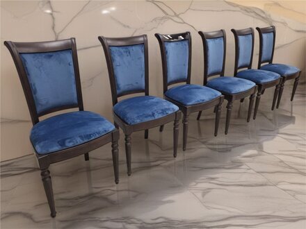 Klassischer 6x Stuhl Holz Textil Club Sitz Polster Design Sessel Sofort