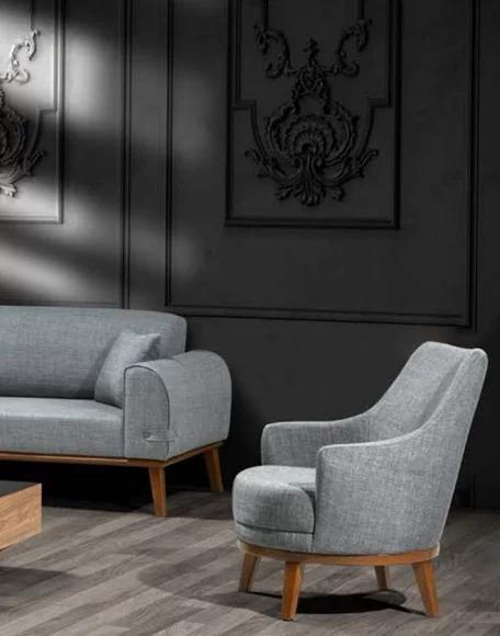 Sessel 1-Sitzer Wohnzimmer Sessel Einzelsitzer Holz Textilien Stoff Sofort