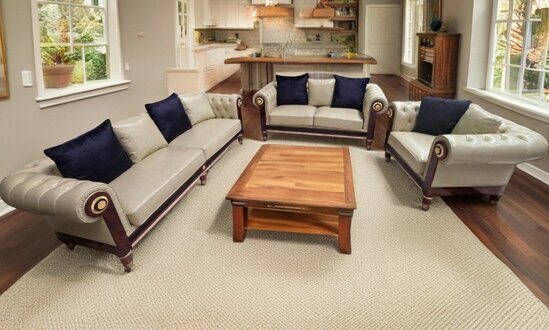 Beige-braune Sofagarnitur 3+2+1 Sofas Polstermöbel 3-teiliges Set Sofort