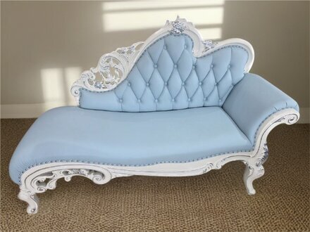 Designer-Sofa-Liege Ledersofa Lederfaser in blauer Farbe Sofort