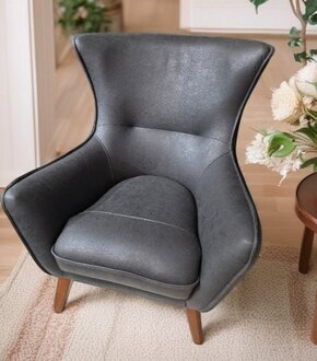 Sessel 1-Sitzer Sessel für das Wohnzimmer Einzelsessel aus grauem Kunstleder Sofort