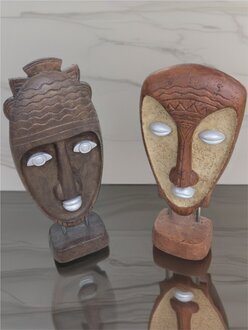 Dekorative Masken auf Ständern Deko Skulptur 37 cm Figuren Skulpturen Sofort