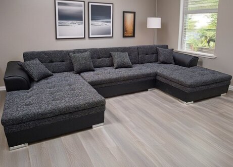 Klassisch Design Ecksofa Vento Bettfunktion Couch Leder Polster Textil Sofort