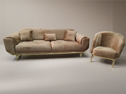 Luxuriöse Sofagarnitur 3+1-Sitzer-Sofa mit weicher Polsterung Set, Stoff Sofort