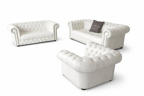 Chesterfield Sofagarnitur 3+2+1 Echtes Rindsleder Sofa Set 100% Leder Sofort