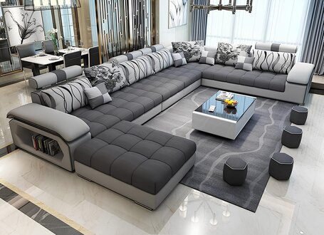 Wohnlandschaft Textil Sofa Couch Polster Couchen Sofas U Form designer Garnitur Sofort