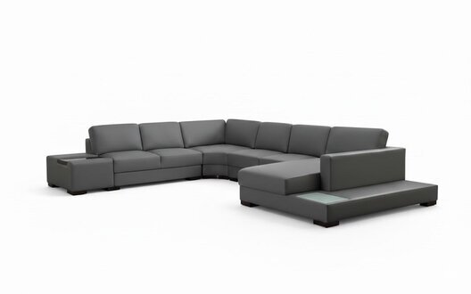 Grau Ecksofa Schwarz U-Form Luxus Stil Modern Wohnzimmer Sofa Kunstleder SOFORT