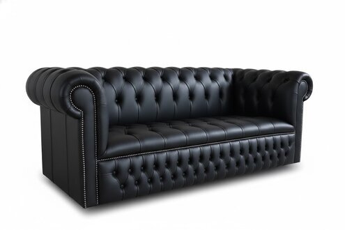 Schwarze Designer Sofa Couch Polster XXL 3 Sitzer Big Sofas 100% Leder Sofort