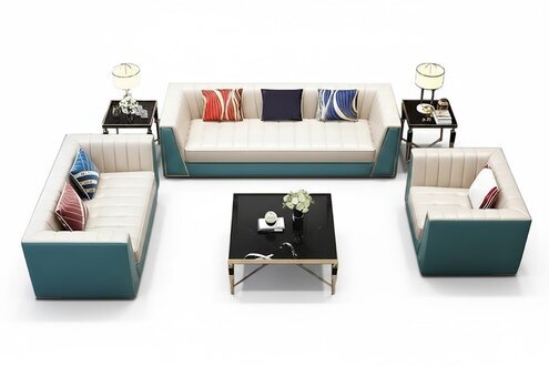 Kunstleder Sofagarnitur 3+2+1 Sitzer Couchtisch 2x Beistelltisch 6tlg. Sofort