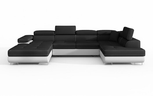 Ecksofa Design U-Form Couch Garnitur Wohnlandschaft Modern Schwarz Holz Sofort