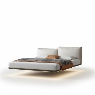 Weißes Wandbett Designer LED-Bett Modernes Schlafzimmer Doppelbett Sofort