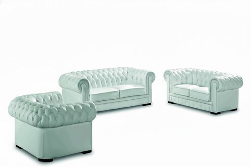 Chesterfield Sofagarnitur Klassiche Wonzimmer Couch Sofa Set 100% Leder Sofort