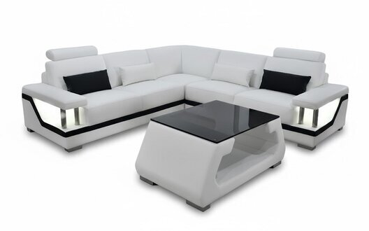 Design Ecksofa L-Form + Couchtisch Wohnzimmer Möbel Luxus Sofa L-Form Sofort