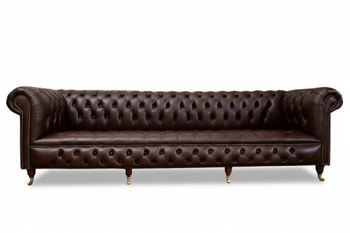 Chesterfield 4 Sitzers Klassische Luxus Sofa Couch Sofa Leder 100% Leder Sofort
