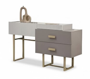 Schminktisch mit Spiegel Schminkkonsole Frisiertisch Holz Beige Konsol Sofort