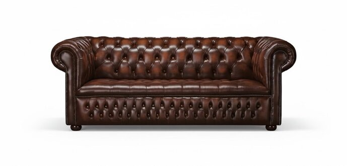 Chesterfield Büro Couch Polster Sofas Klassischer Leder 3 Sitzer 100% Leder Sofort