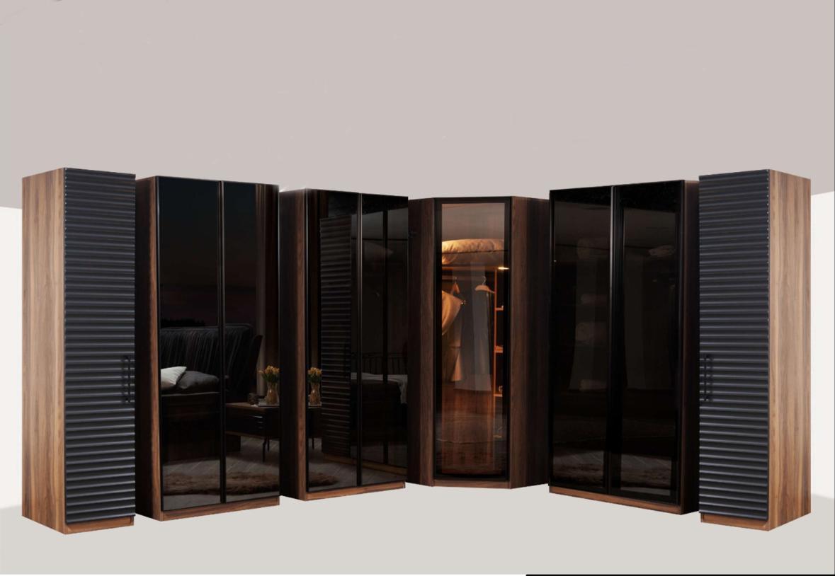 Schlafzimmer Moderner Eckschrank Luxuriöser Holz Kleiderschrank Sofort