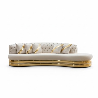 Halbrunde Weiße Chesterfield Couch 3-Sitzer Polster Möbel Sofort