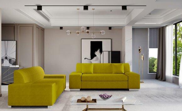 Sofagarnitur 3+2 Sitzer Garnituren Wohnlandschaft Sofas Couchen Polster Gelb Neu