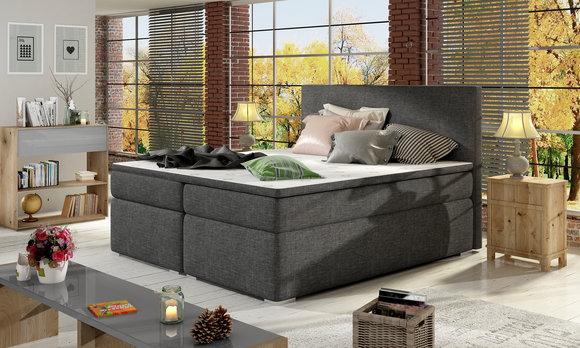 Lederbett Polster Bett Boxspring Betten Bettkasten Matratze Topper 180x200cm