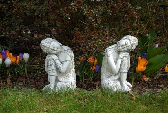 Buddha Skulptur in Steinoptik. Große Skulptur für Garten und Wohnbereich