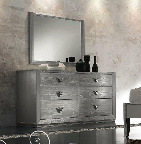 Kommode Spiegel Garnitur Holz Designer Kommoden Schrank Italien Set 2tlg.