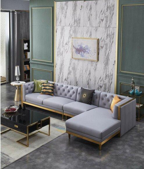 Ecksofa Sofa Couch Ledersofa Wohnlandschaft Luxus Moebel L Form
