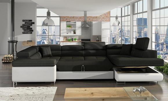 Wohnlandschaft Sofa Schlafsofa Couch Polster Eckgarnitur Bettfunktion Ecksofa