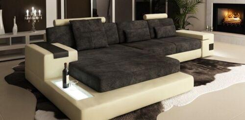 LForm Wohnlandschaft Couch Big XXL Textil Sofa Leder Polster Ecke Garnitur Stoff