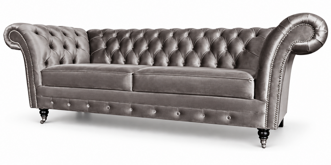 Landhausstil Chesterfield Sofa 3-Sitzer Stoff gepolstert Sofort