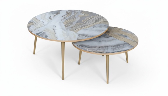 2er Set Beistelltische aus Holz in Mehrfarbig modern