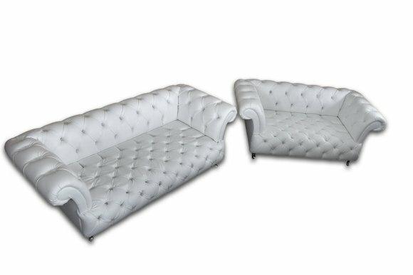 Design Chesterfield Sofagarnitur 3+1 Couch Leder Couch Polster
