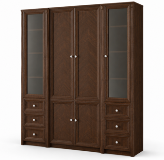 Klassischer Brauner Büroschrank Exklusiver Glasschrank Edle Holz Regale